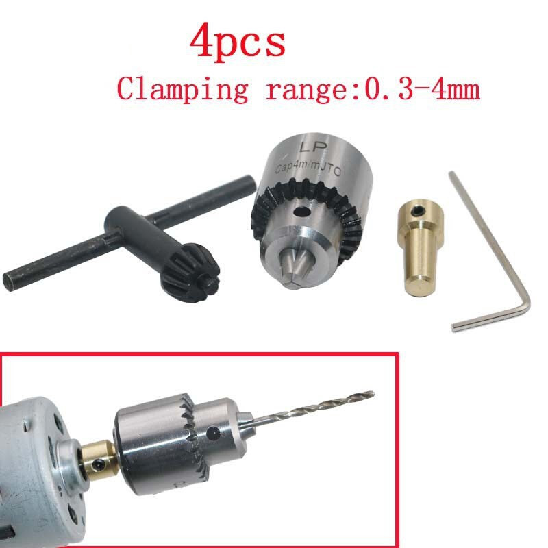 4pcs 0.3-4mm Micro Motor Drill Chucks ClampingTaper Mounted