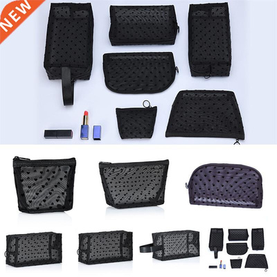 coofit 1pc Fashion Transparent Mesh Makeup Bag Large Capacit