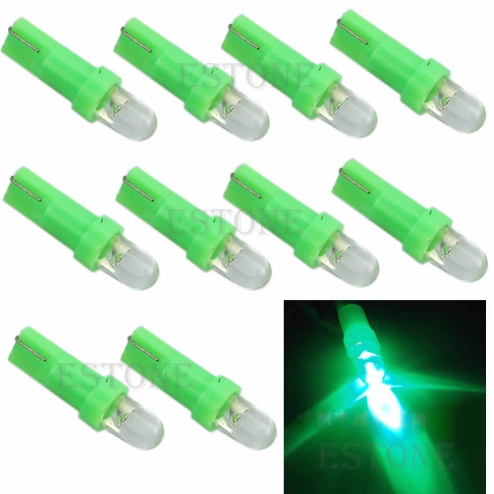 10Pcs T5 12V LED Green Car Wedge Dashboard DASH Gauge Light