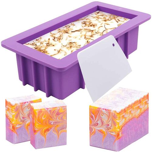 Silicone Soap Molds, 1Pcs 38Oz Rectangular Loaf Mold with Pl