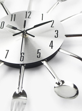 Cutlery Metal Kitchen Wall Clock Spoon Fork Creative Quartz