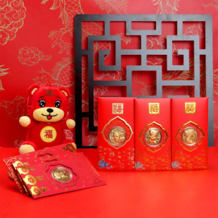 6Pcs Red Envelopes 6Pcs Commemorative Coins