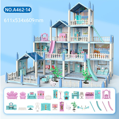 Princess Big Villa DIY Dollhouses Pink Castle Play House