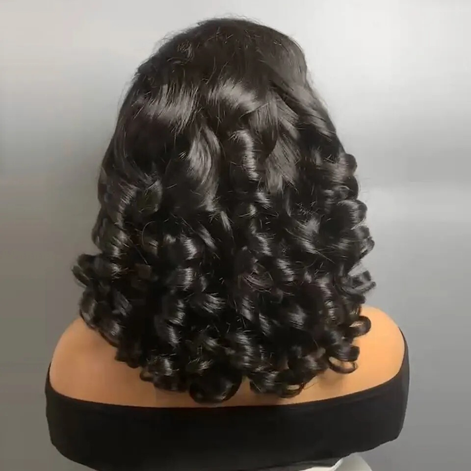 13*4frontal double drawn 180% density Bouncy Wave lace wig