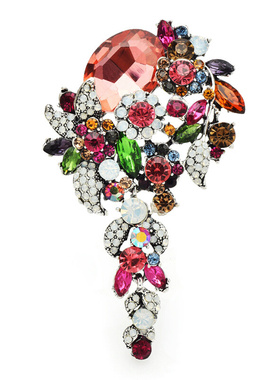 Wuli&baby Luxury Crystal Flower Brooches For Women 3-color