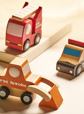 Kids Mini Wooden Cars Truck Aircraft Model Toy Montessori跨