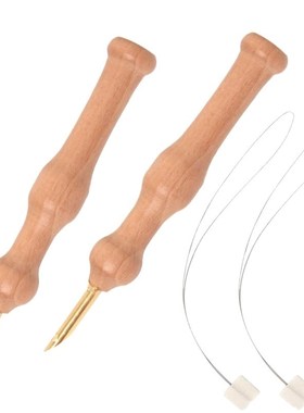 2 Sets Wooden Handle Embroidery Punch Needles Sewing Embroid