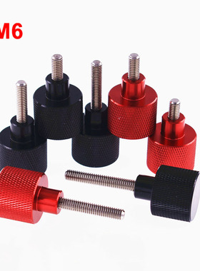 1PCS M6 Black & Red Knurled Thumb Screws Aluminum Alloy