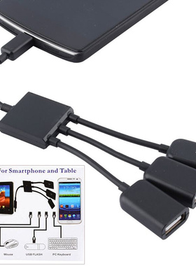 3 in 1 USB OTG Cable Micro USB Hub USB OTG Adapter for Smart