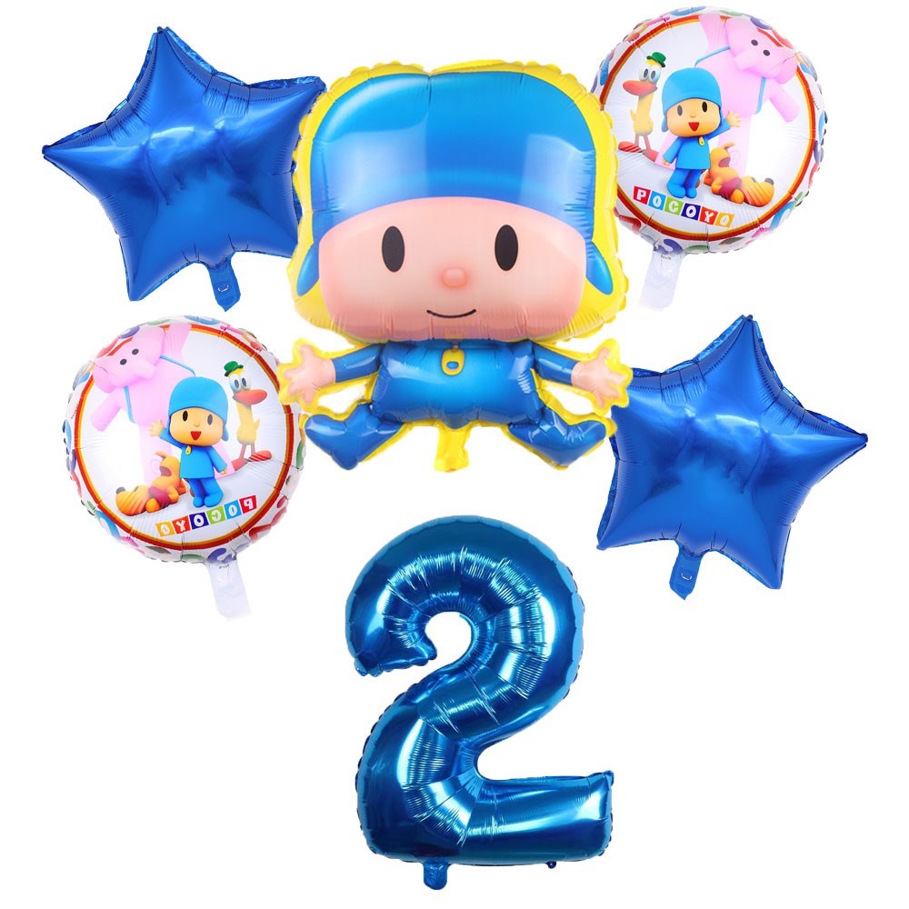 6pcs/set Cartoon Pocoyo  Foil Balloon 32inch Number Balloon