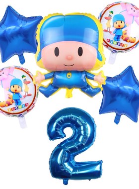 6pcs/set Cartoon Pocoyo  Foil Balloon 32inch Number Balloon