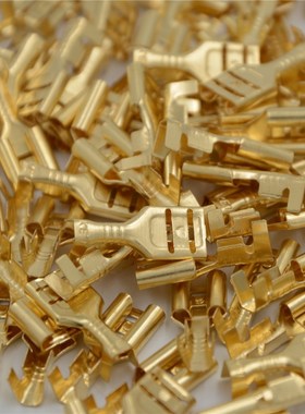 100pcs 4.8mm/6.3mm  Gold Brass Car Speaker Electric Wire Con