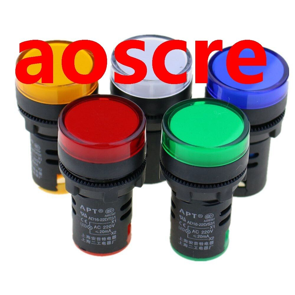 5pcs/lot 22mm AC/DC 220V Panel Led Signal Light Brightness W