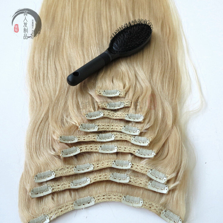 24# 云南倒顺真人发接发 human hair clip in hair卡子发接发片
