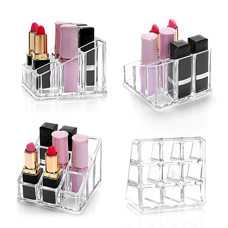 Clear Acrylic Lipstick Storage Box 12 Grids Lipstick Holder