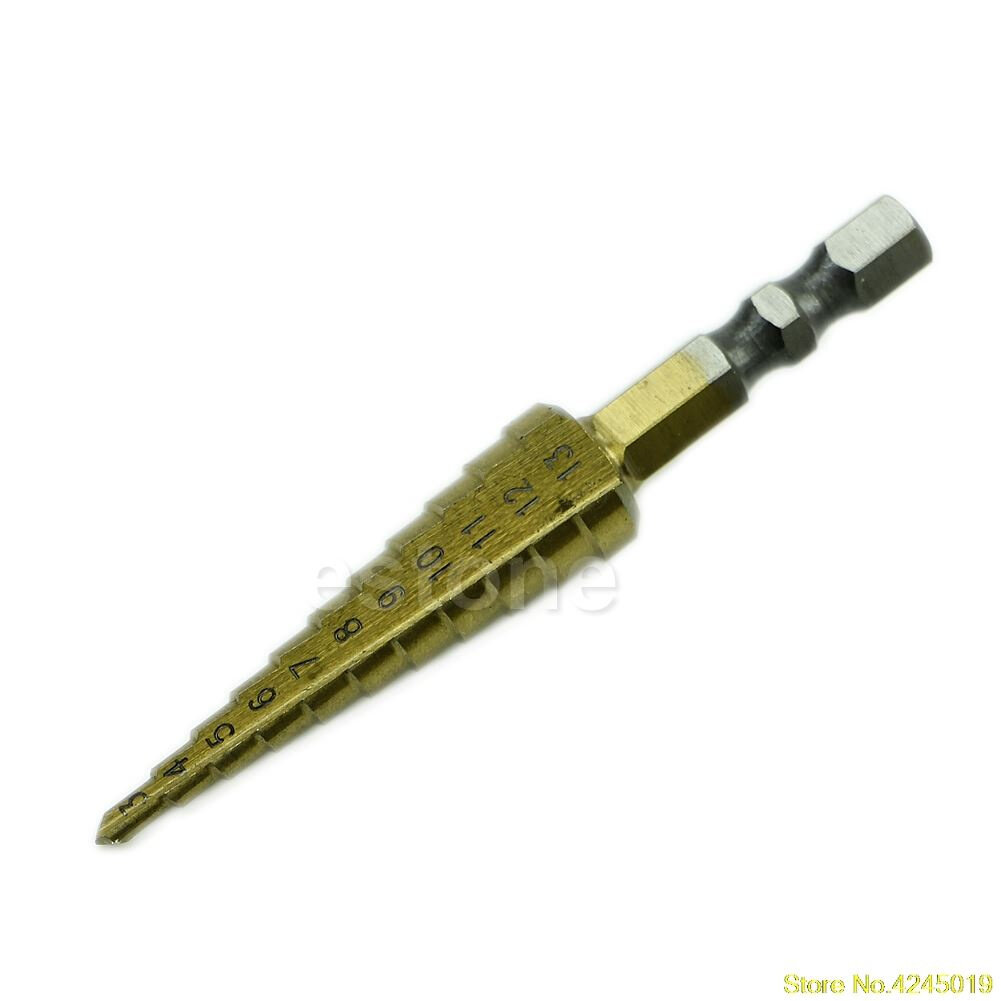 Unique 3MM-13MM Titanium Coated 11Step Drill 1/4