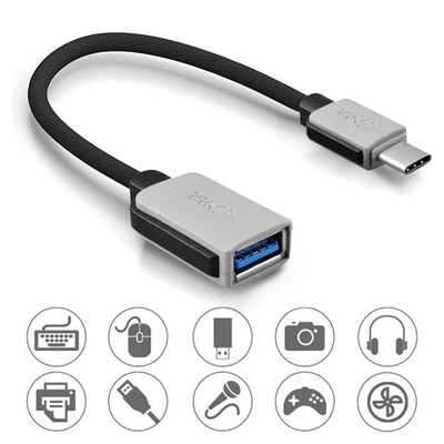 Nylon Braided Cable USB 3.1 Type C Male to USB Female Data