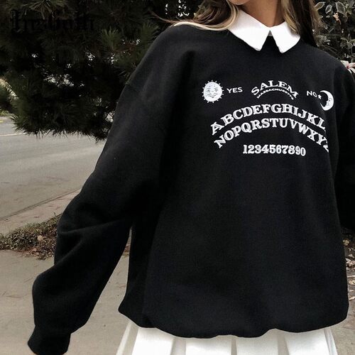 InsGoth Black Grunge Oversized Hoodies Gothic Harajuku Stree