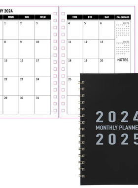 27 sheets 2024-2025 Monthly Planner PVC Waterproof Cover Two
