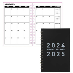27 sheets 2024-2025 Monthly Planner PVC Waterproof Cover Two