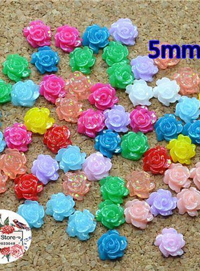 500pcs 5mm Mixed Color shiny flower resin flatback cabochon