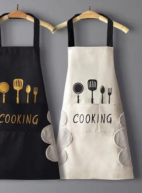 Aprons for Woman with Pockets Kitchen Hand-wiping Oil-proof