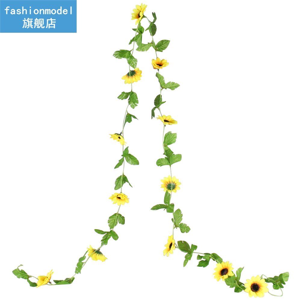 4pcs/pack Wall Hanging Cane Fake Sunflower Vine Wreath Offic