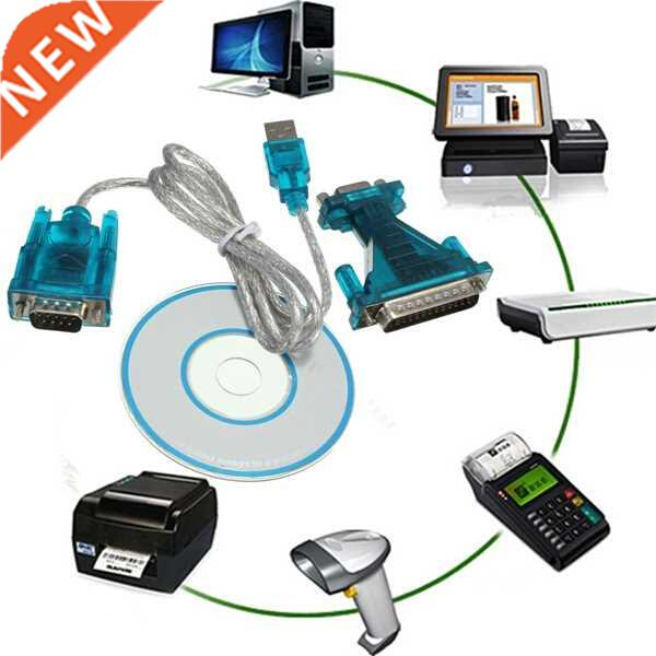 USB 2.0 to 9-Pin Serial RS232 Cable Cord to DB25 Adapter Con