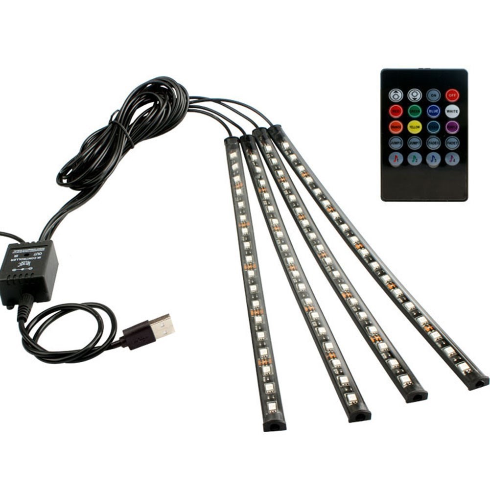 4 in 1 LED Car Foot Light 5V SB RGB D5050 72 LED Strip Ambie