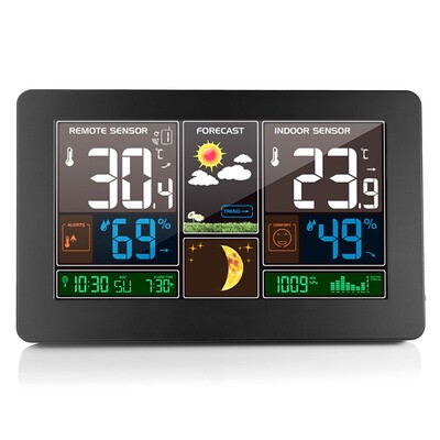 LCD Color Weather Station + Outdoor Remote Sensor Thermomete
