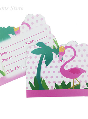 20pcs/lot Cartoon Flamingos Party Paper Invitation Cards