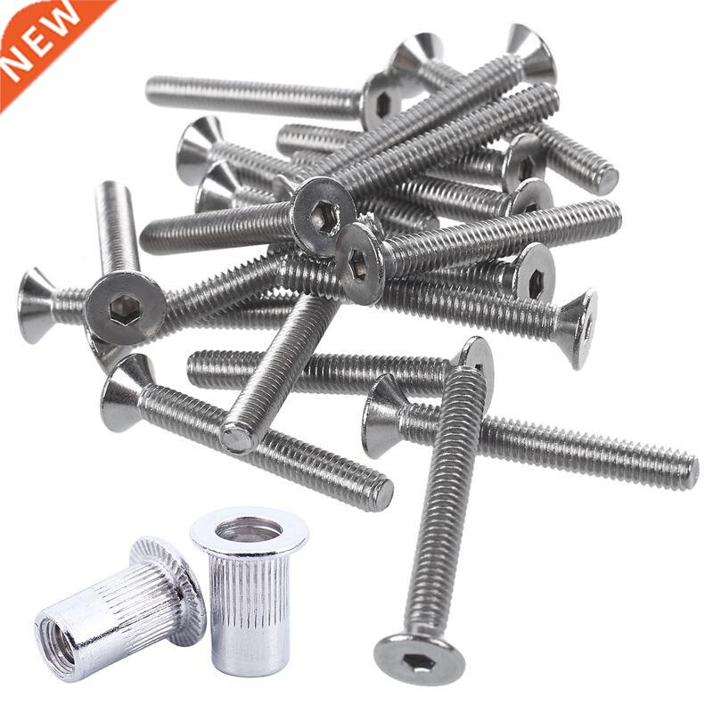 100 Pieces M4 Rivet Nut Aluminum Vertical Stripes Cylindrica