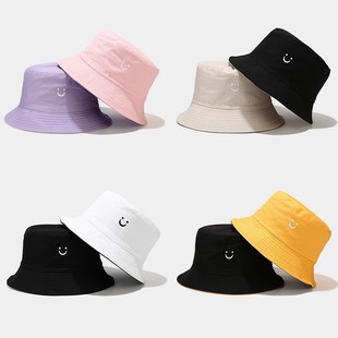 Bucket Hat Face sided Sun Smile Women Color Double Candy
