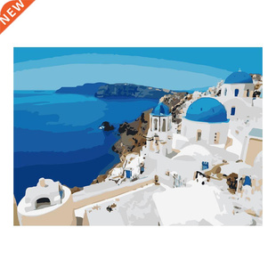 Blue aegean Scenery  Painting By Numbers Kit Coloring By