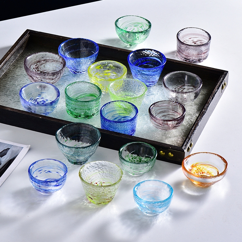 回畔森林清酒杯日式彩色玻璃杯