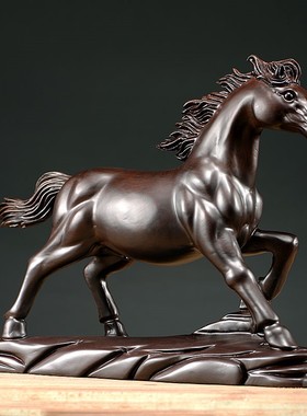 木雕马摆件黑檀实m木雕刻马到成功十二生肖马动物招财红木工艺品