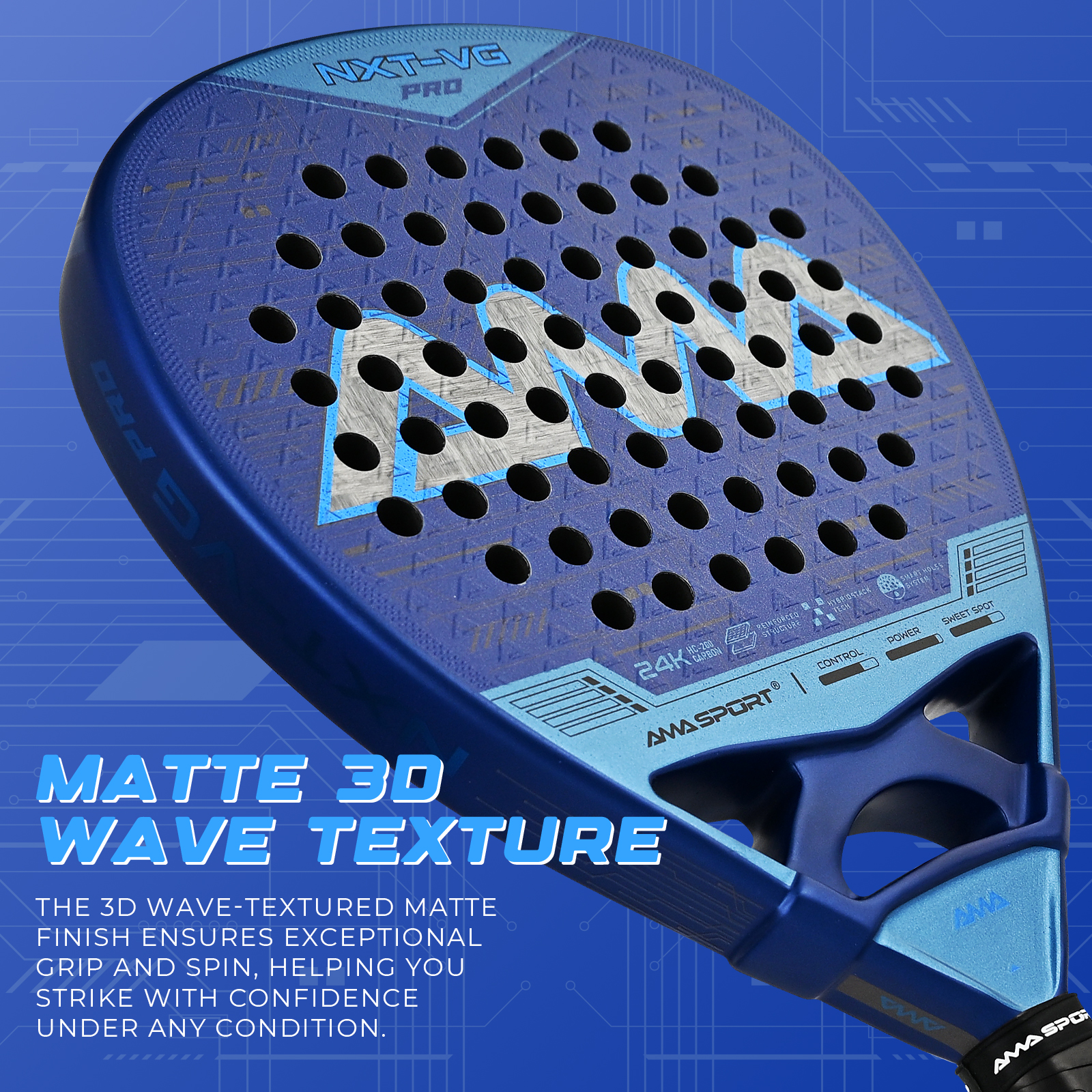 新款Padel racket板球拍24K碳纤维Padel拍笼式网球拍AMASPORT球拍