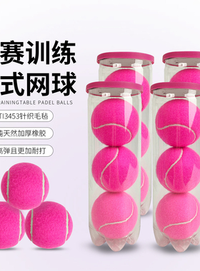 padel笼式板式网球比赛训练用球高弹耐打padel ball玫红板球3粒装