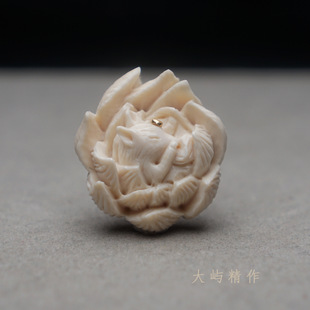 天然猛犸象牙雕刻件 花苞九尾狐 小凤九 吊坠 DIY文玩配饰 小红书