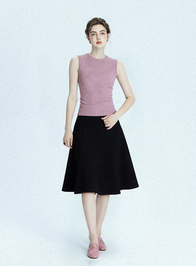 纯色无袖气质显瘦背心女休闲修身工字短上衣显瘦佰搭圆领防走光