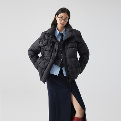 气质简约羽绒服女短款宽松显瘦
