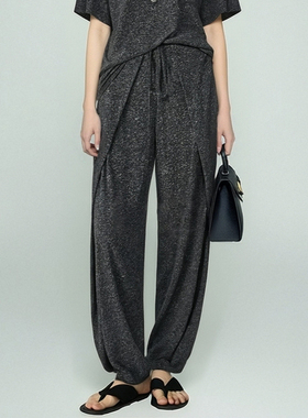 基础百搭简约垂感亚麻阔腿裤女夏高腰宽松版型松弛感度假风休闲裤