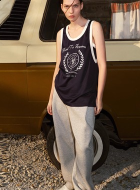 PHISM25年春夏新款时尚倒褶阔型卫裤阔腿裤宽松休闲卫裤女