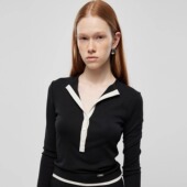 PHISM新款 T恤套装 设计感休闲时尚 拼色半开襟长袖