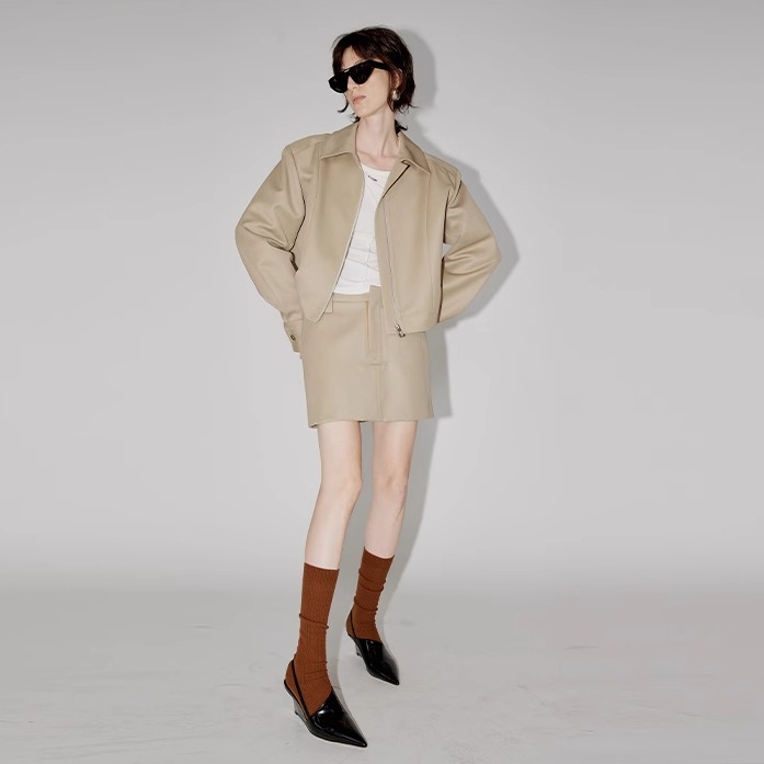 PHISM街头羊毛混纺拉链短外套