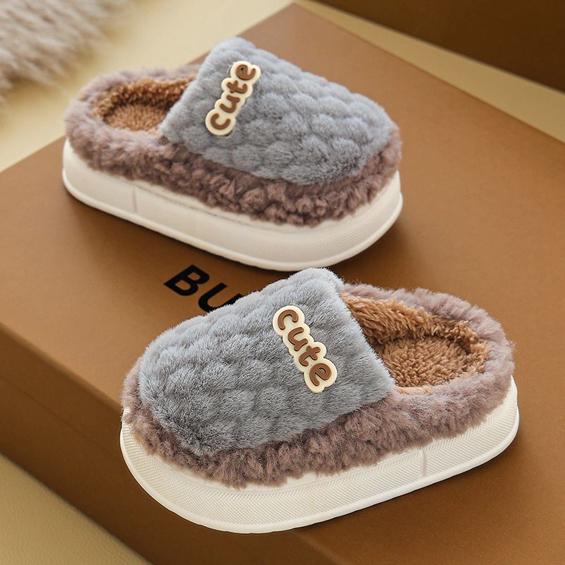 新款儿童棉拖鞋简约秋冬季防滑