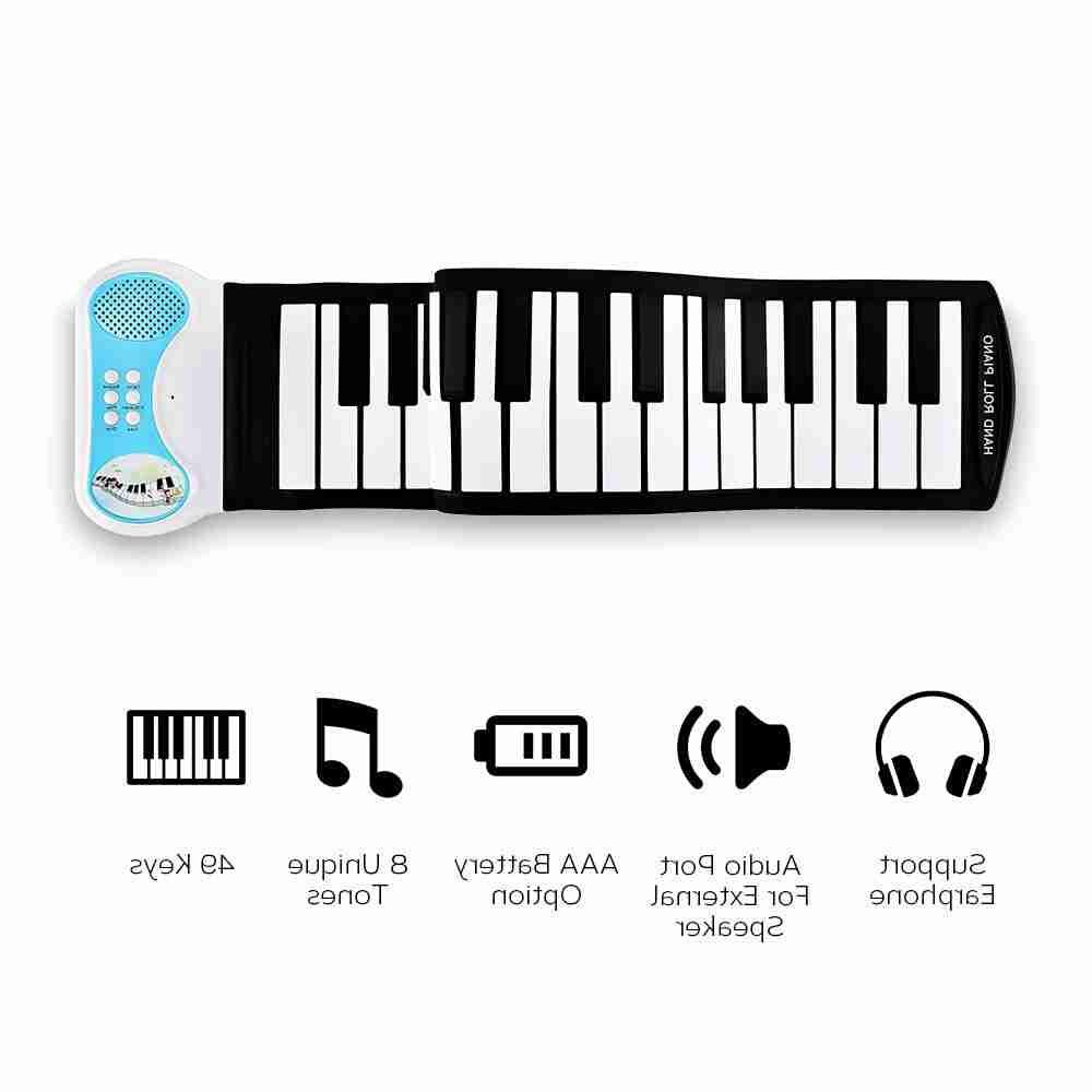 7键手卷钢琴带喇叭 便携能卷起来的钢琴 初学练习琴 折叠电子琴。