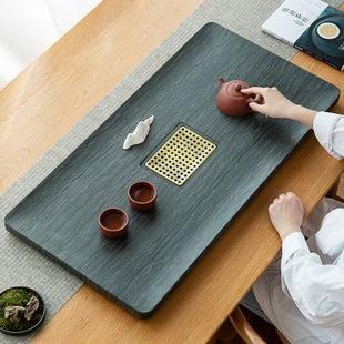天然绿木纹石茶盘家用办公室桌乌金石材大小号茶台茶托盘茶具茶海