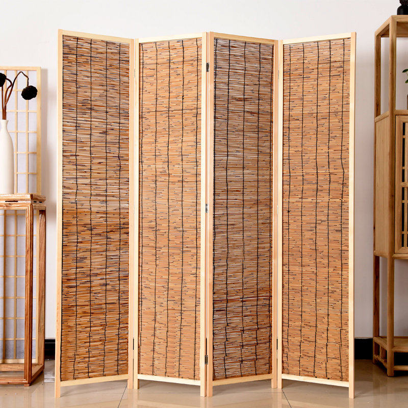 屏风隔断折屏做旧古典复古屏风中式折叠w屏风客厅隔断芦苇实木屏