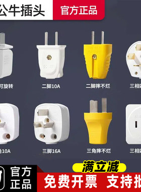 公牛两脚三脚插头10A/16A